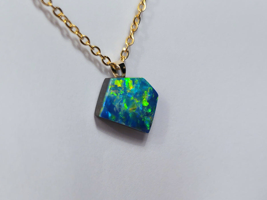 Cosmo Profondo' Vivid Australian Opal Pendant 14k Gold Doublet Gift 4.2ct N86