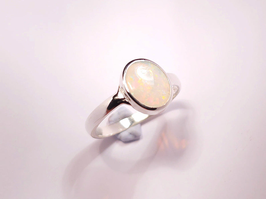 Tinsel Pink' Solid Natural Australian Opal Ring Size 7. 5 Silver Jewelry K99