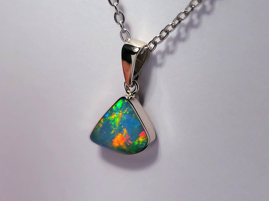 Cascadia' Australian Gem Opal Pendant 14k White Gold Gift 4.7ct M65