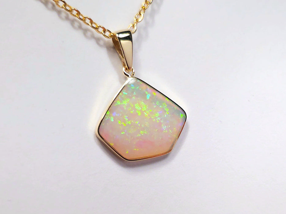 Verger Dansant' Natural Australian Solid Crystal Opal 14K Gold Pendant 5.6ct M35