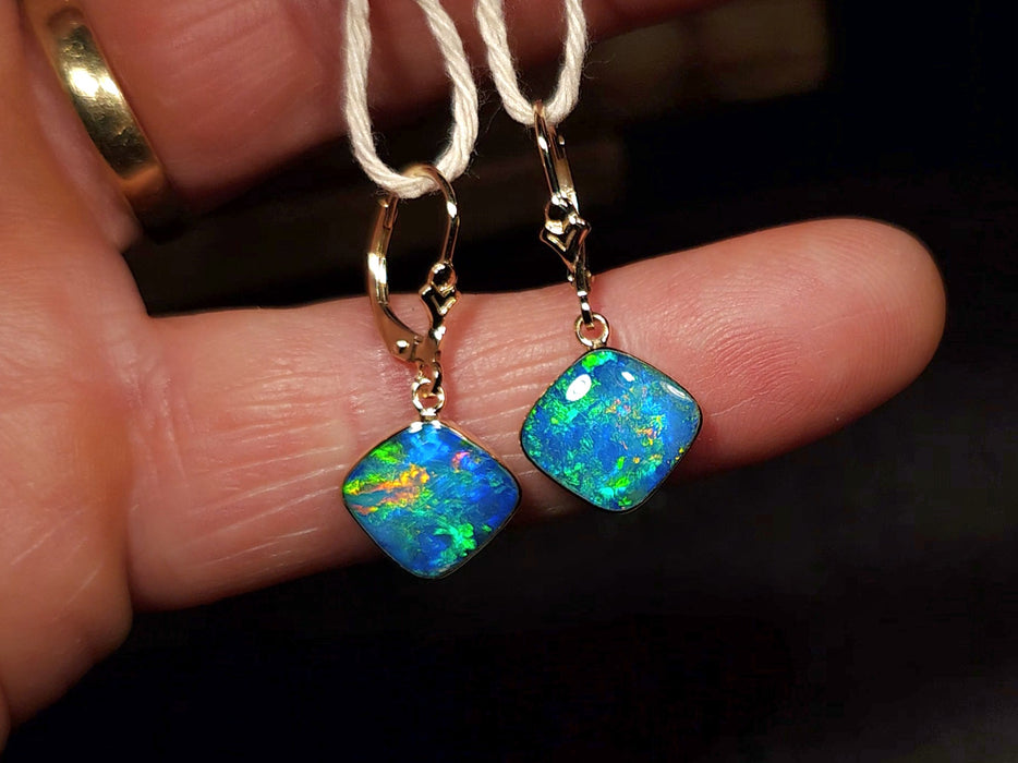 Diamantina' Genuine Australian Solid Gold Drop Opal Earrings 11.6ct R08