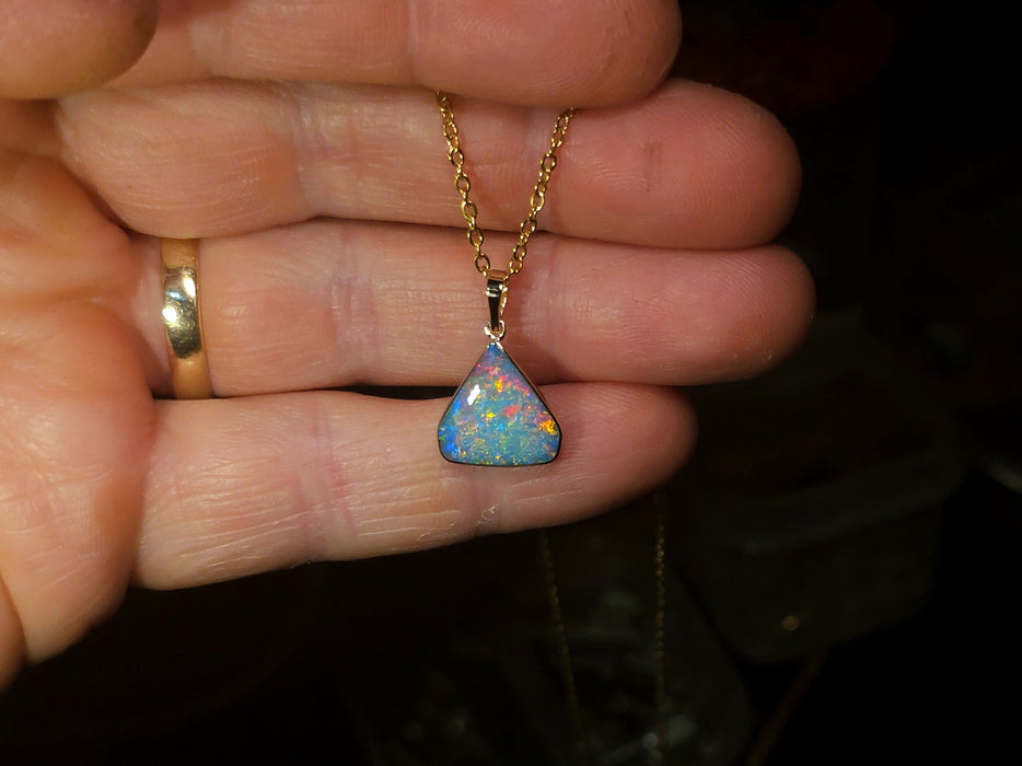 Hanabi' Genuine Australian Opal Pendant 14k Gem Gift 5.6ct Q05