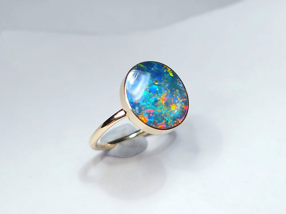 Chama Laga' 14k Gold Australian Opal Ring 2.3g Free Re-Size N19