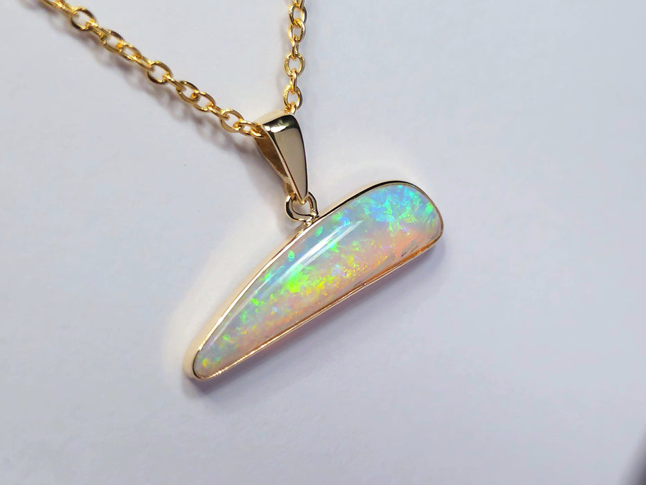 L'Oceania' Australian Solid Crystal Opal 14K Gold Pendant 6.3ct M47