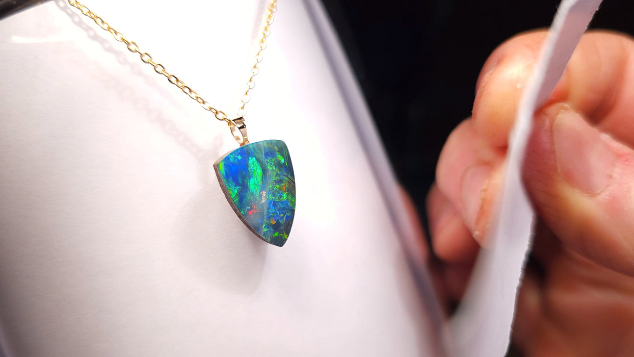 Aurum Fuego' Australian Opal Pendant 14k Gold Doublet Gift 6.9ct K13