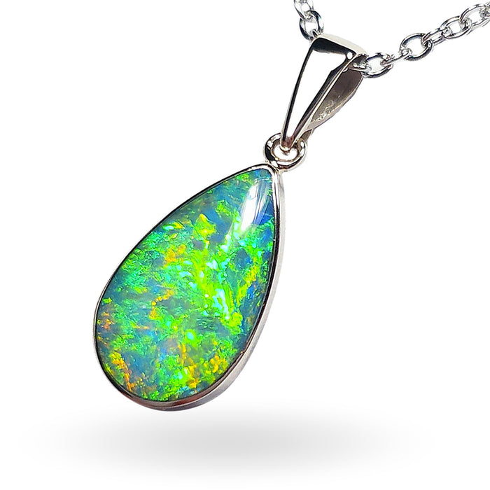 Sunburst' Australian Opal Pendant 14k White Gold Gift 5.6ct N52