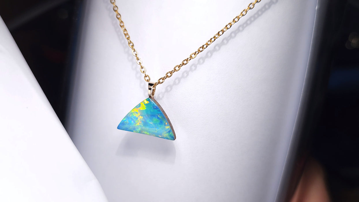 Flaming Arrow' Australian Opal Pendant 14k Gold Doublet Gift 5.65ct J80