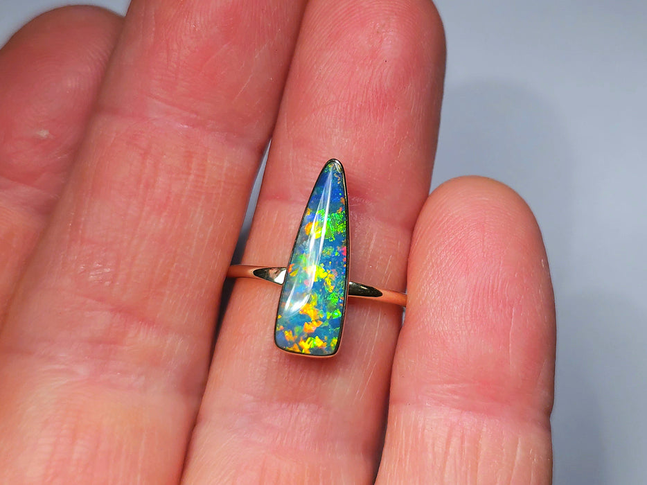 Fleche De Fue' 14k Gold Rare Australian Opal Ring 2.2g Free Re-Size N24