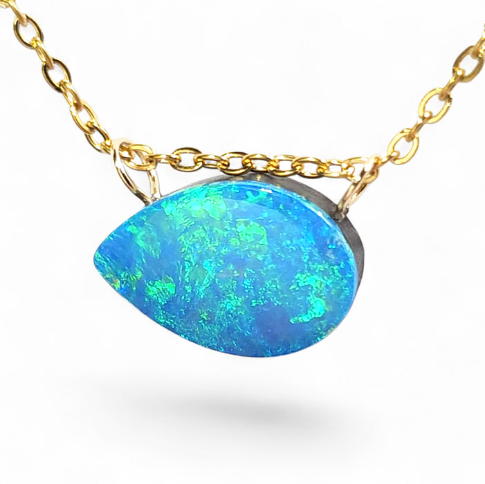 Ojo Verde' Rare Australian 14k Gold Opal Doublet Pendant Gift 6.2ct P28