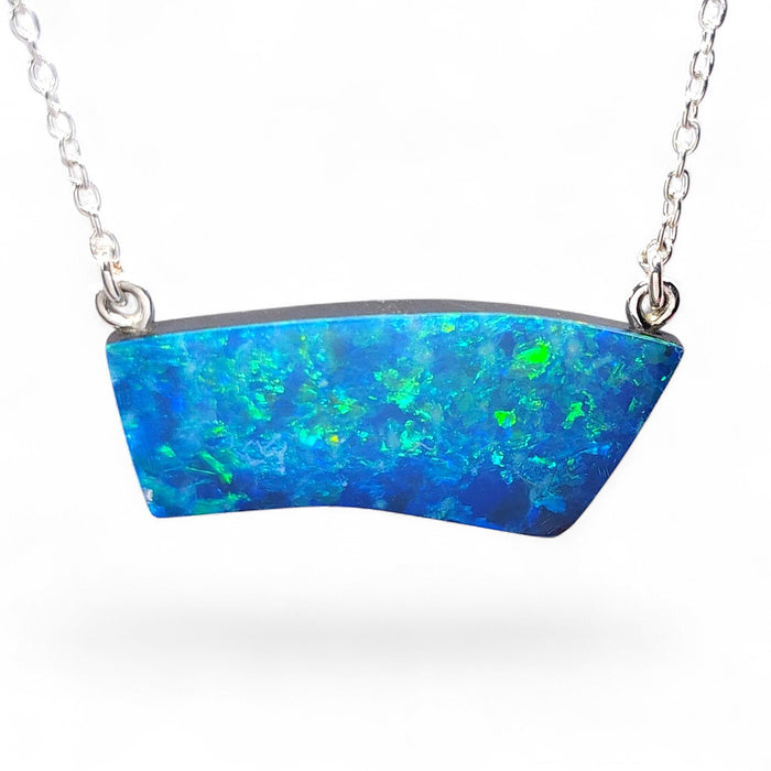 Pacifica' Large Genuine Australian Opal Pendant Silver Gem Gift 3.1g Q85