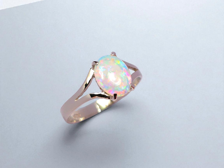 Reina Rosa' Australian Solid Opal Ring 14k White Gold 1.5g US Sz 6.25 O67