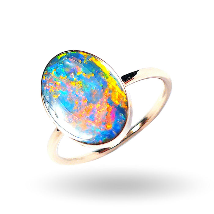 Boquet' 14k Pink Gold Rare Australian Opal Ring 2.3g Free Re-Size N26