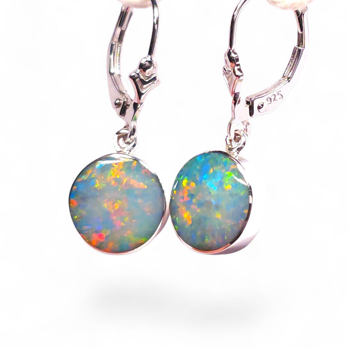 Orbes Dansants' Australian Opal Dangle Earrings Silver Inlay Gift 12.7ct O87