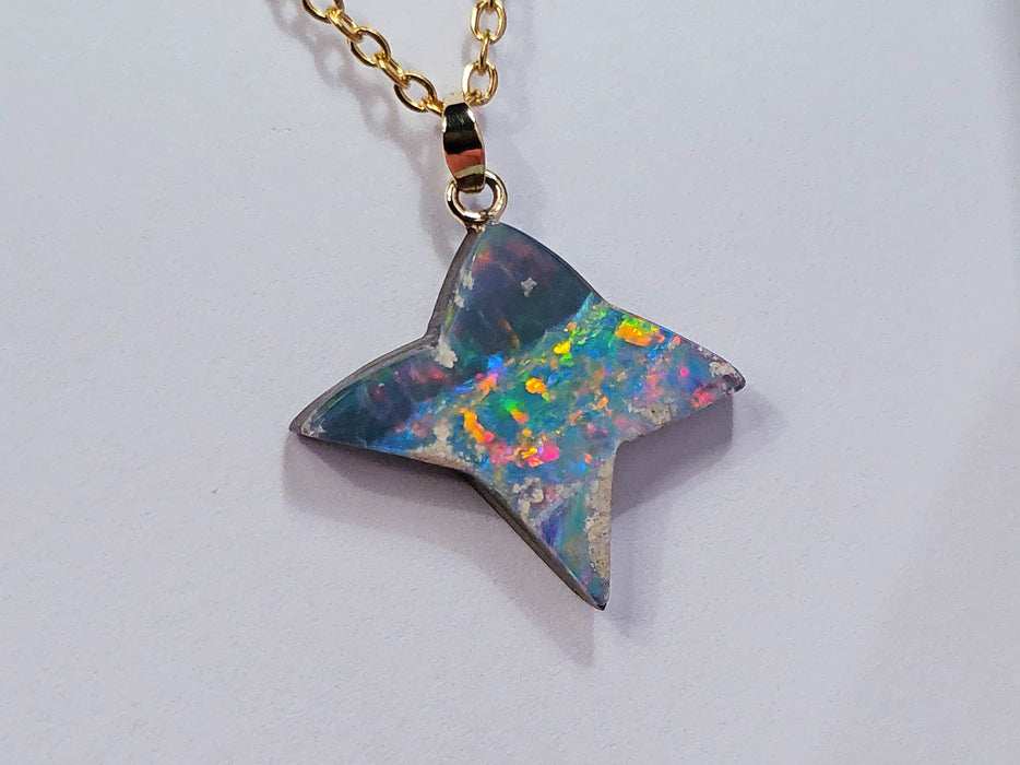 Starfire' Rare Australian 14k Gold Opal Doublet Pendant Gift 6.2 carat O11