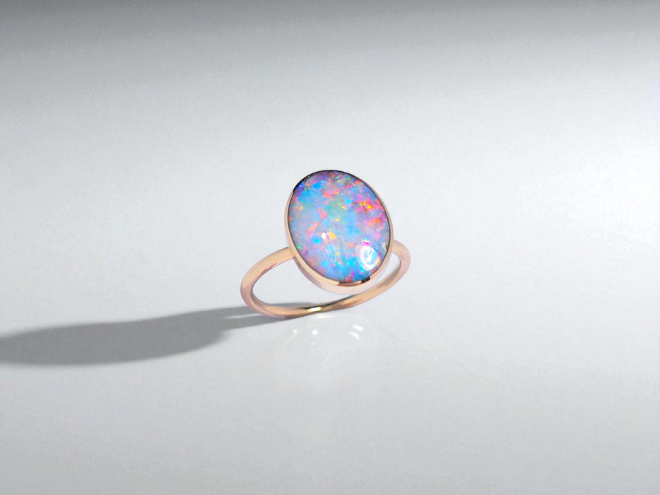 Boquet' 14k Gold Australian Opal Ring 2.7g Free Re-Size O18