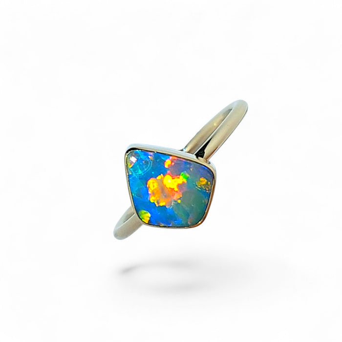 Piccola' 14k Gold Australian Opal Ring 1.96g Free-Size Q37