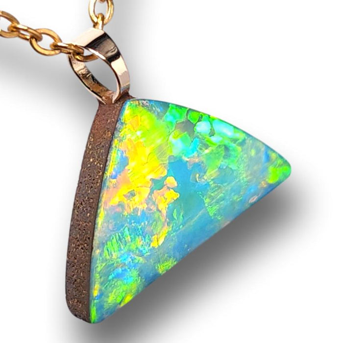 Flaming Arrow' Australian Opal Pendant 14k Gold Doublet Gift 5.65ct J80