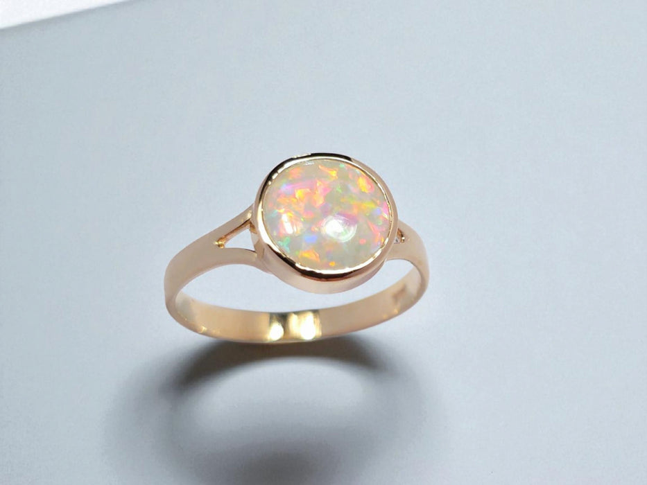 Peoni' Australian Solid Opal Ring 14k Gold 2g US Sz 6.25 O71