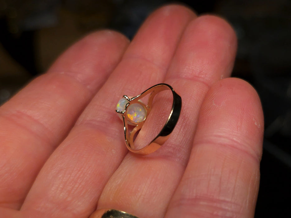 Scintillant' Australian Solid Opal Ring 14k Gold 1.6g US Sz 6.25 O70