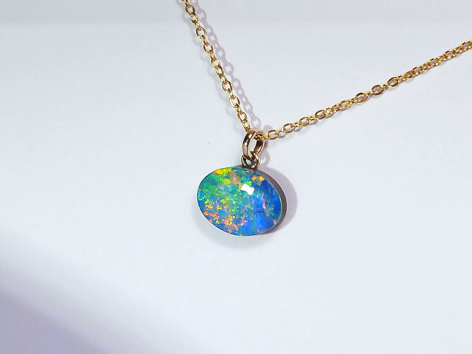 Tjintu Waru' Rare Australian 14k Gold Opal Doublet Pendant Gift 3.2 carat P77