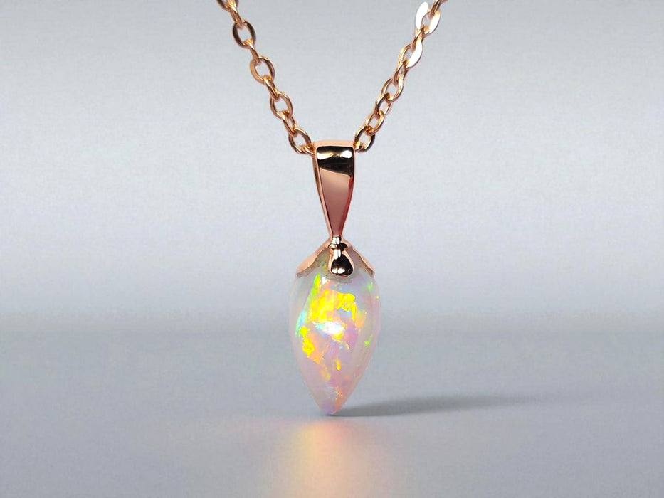 Petal' Australian Solid Opal Pendant 14k Pink Gold Gift 3ct O72
