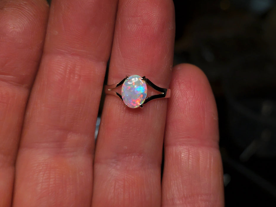 Reina Rosa' Australian Solid Opal Ring 14k White Gold 1.5g US Sz 6.25 O67
