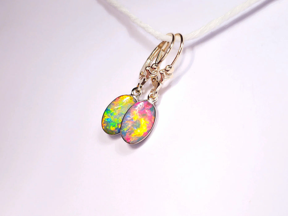 Colore Vivido' Australian Opal Earrings Solid Gold Gem Gift Jewelry 7.5ct L21