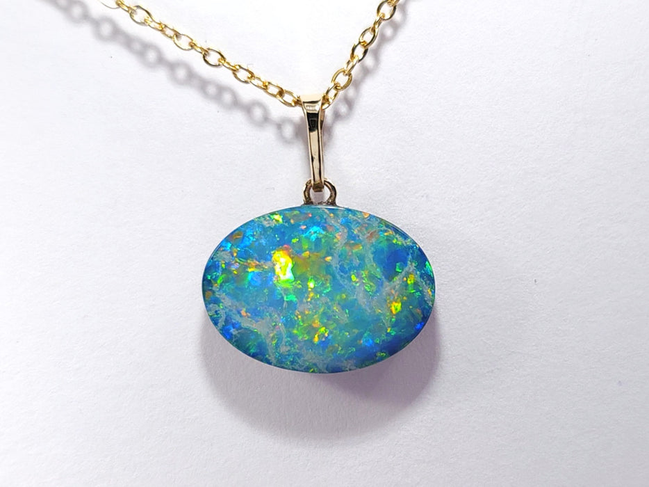 Aether' Australian 14k Gold Opal Doublet Pendant Gift 1.2g Q88