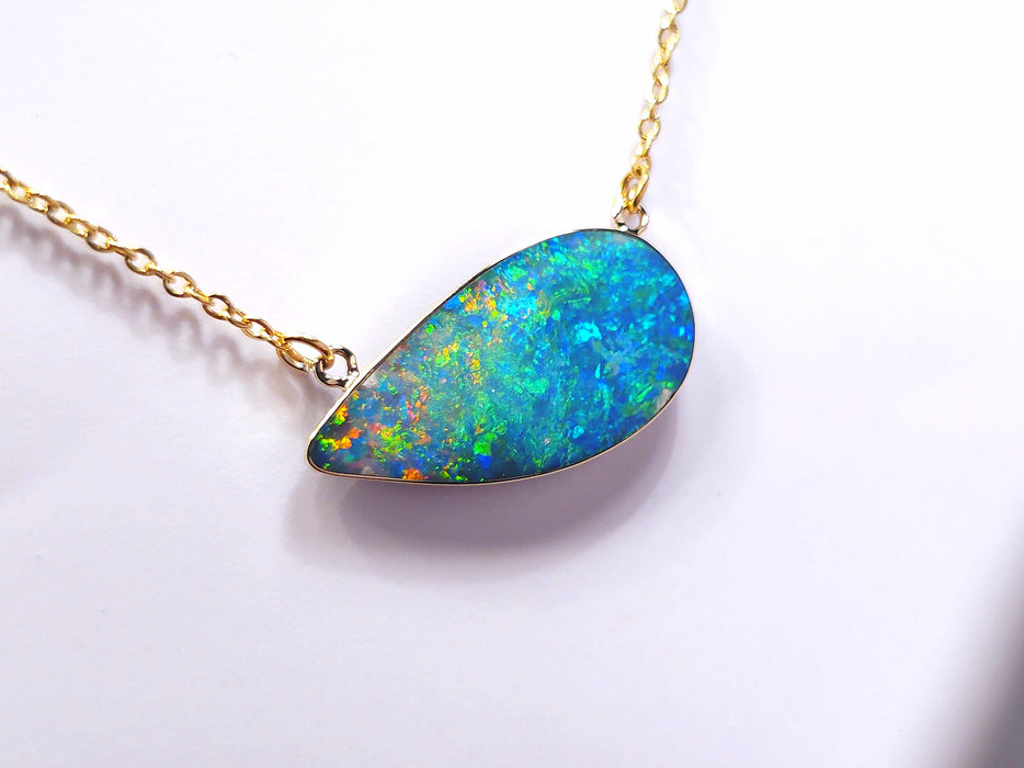 Reef Dream' Large Genuine Australian Opal 14k Pendant Necklace 10.5ct L77