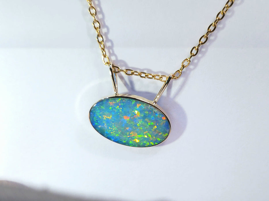 Sparkler' Genuine Australian Opal Pendant 14k Gem Gift 1.54g Q02