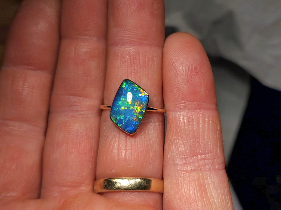 Empreza' 14k Gold Australian Opal Ring 2.5g Free Sizing R01