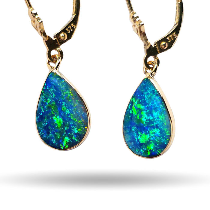 Dew Drops' Australian Opal Earrings Gold Gem Gift Jewelry 8.4ct M60