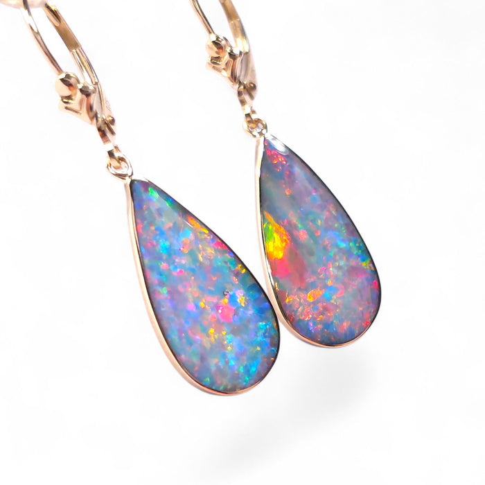 Spectra' Genuine Australian Solid Gold Dangle Opal Earrings 15.6ct O80