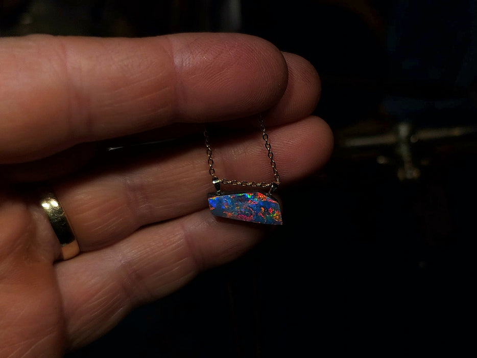 Keraunos' Rare Australian 14k Gold Opal Doublet Pendant Gift 1g Q20