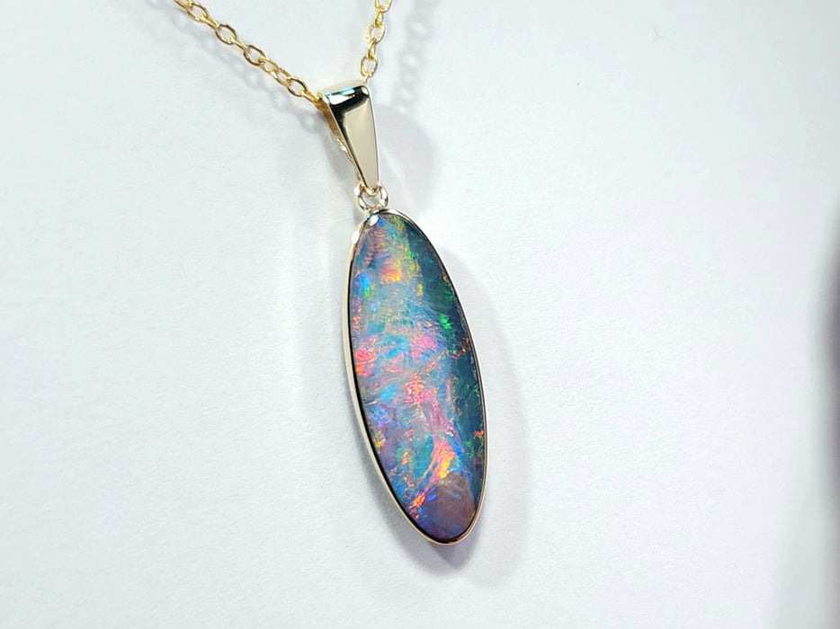 Whitsunday' Rare Genuine Australian Opal Pendant 14k Gem Gift 1.32g Q75