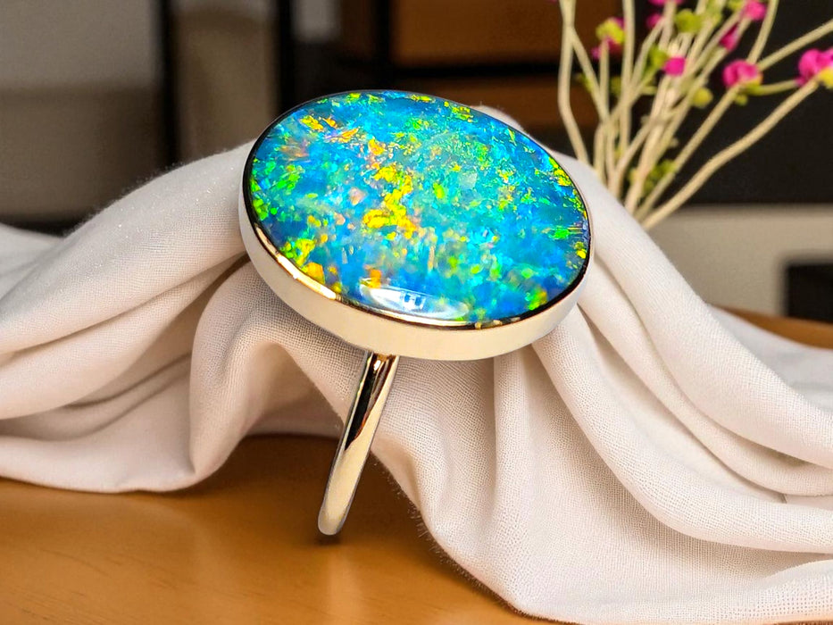 Palantir' 14k Gold Australian Opal Ring 3.9g Free Re-Size O20