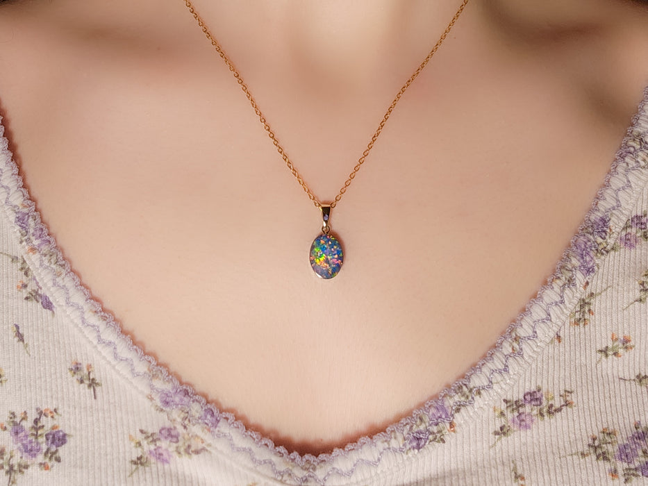Crimson' Australian Opal Pendant Jewelry 4.35ct 14k Gold Classic Gem Gift J57