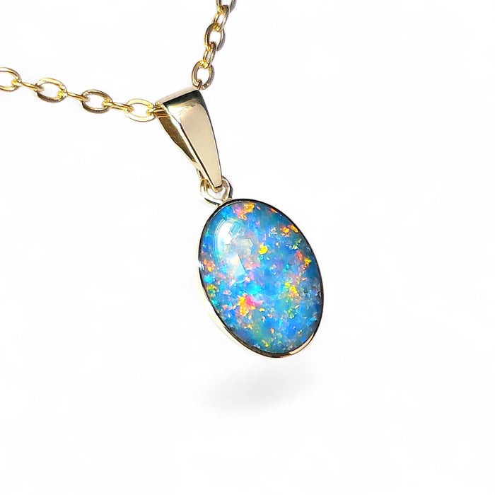 Classica' Genuine Australian Opal Pendant 14k Gem Gift 0.9g P69