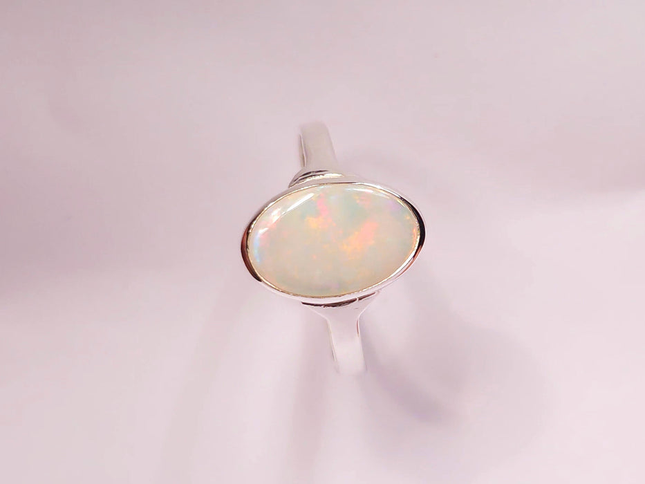 Shore Fire' Solid Natural Australian Opal Ring Size 8. 5 Silver Jewelry L00
