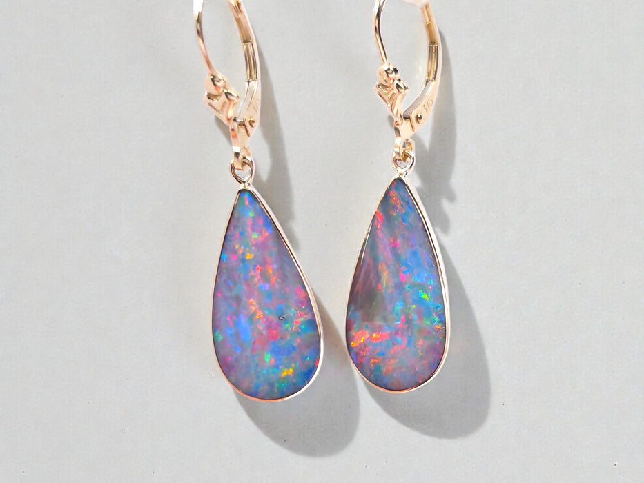 Spectra' Genuine Australian Solid Gold Dangle Opal Earrings 15.6ct O80
