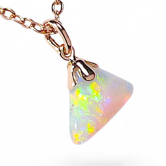 Trifire' Australian Solid Crystal Opal 14K Pink Gold Pendant 2.8ct Gem P72