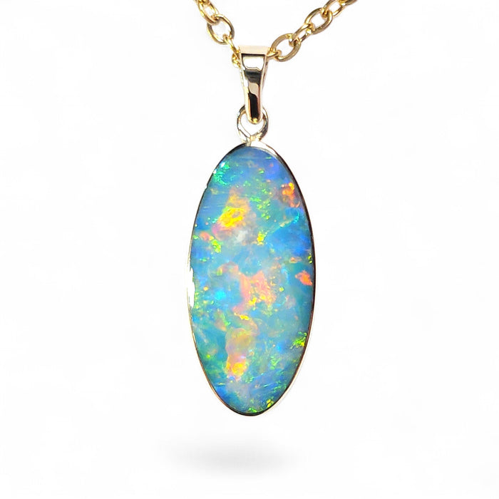 Corona' Genuine Australian Opal Pendant 14k Gem Gift 1.14g P87