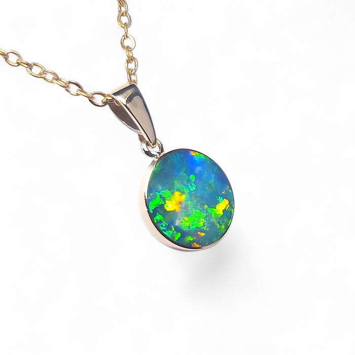 Vivido' Genuine Australian Opal Pendant 14k Gem Gift 5.1ct Q06