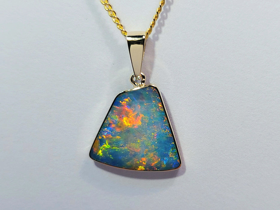 Hearth' Genuine Australian Opal Pendant 14k Gem Gift 1.5g Q23