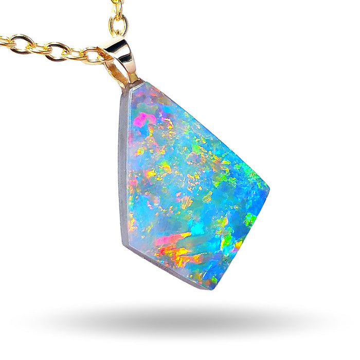 Christmas' Vivid Australian Opal Pendant 14k Gold Doublet Gift 4.8ct N34