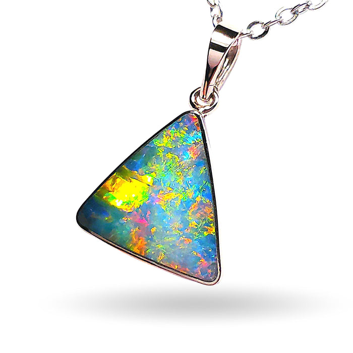 Trilliante' Australian Opal Pendant 14k White Gold Gift 4.1ct M34