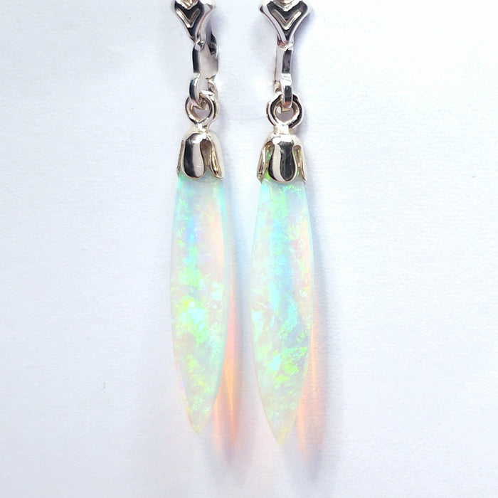 Frostklingen' Australian Solid Crystal Opal White Gold Earrings 7ct N90