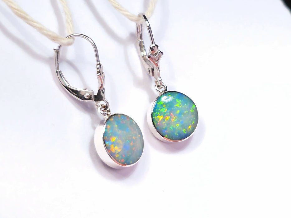 Orbes Dansants' Australian Opal Dangle Earrings Silver Inlay Gift 12.7ct O87