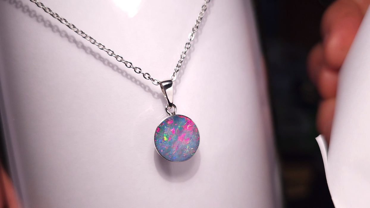 Ruby Moon' Genuine Australian Silver Opal Pendant Jewelry Gift 4.6ct J49