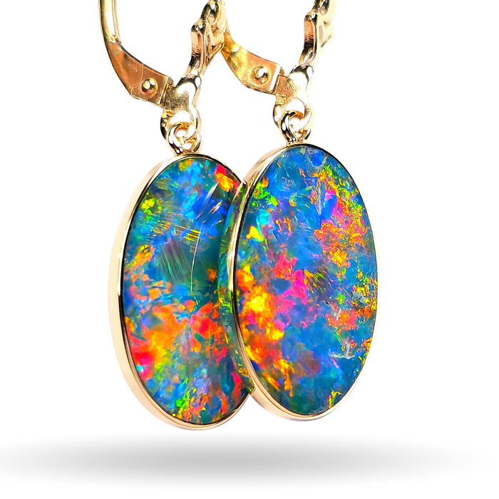 Esplendidas' Australian Opal Earrings Gold Gem Gift Jewelry 13.8ct M98